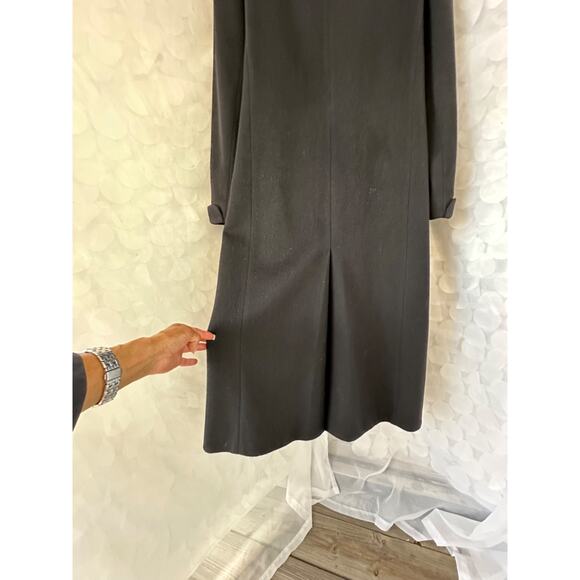 Vintage 100% Wool Womans 16 Black X LONG Maxi Pea Coat John Weitz SPY Equestrian - Picture 6 of 13